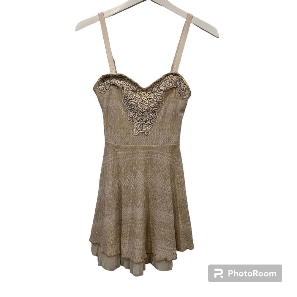 Free People knit Tull Twinkle & Twirl Skater Dress Ice Combo XS Coachella boho
